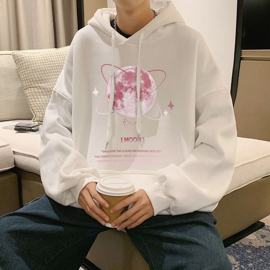 Lingaris - Oversized hoodie met planetenprint en letters