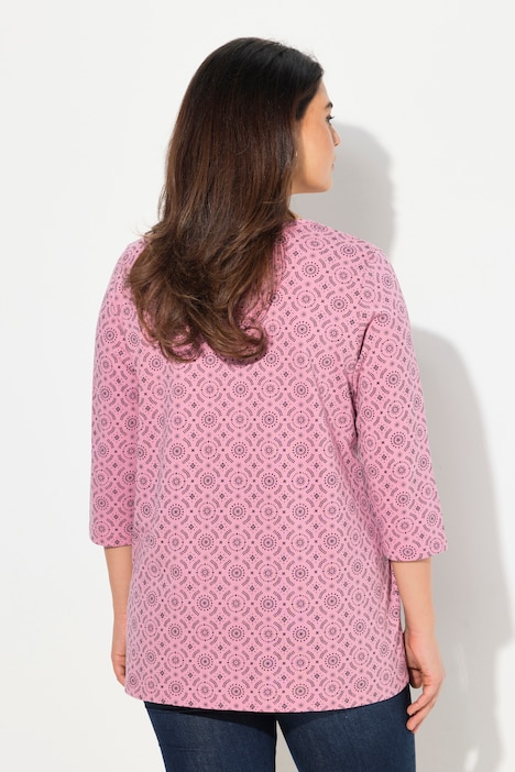 Shirt, A-Linie, Zierfalten, V-Ausschnitt, 3/4-Arm