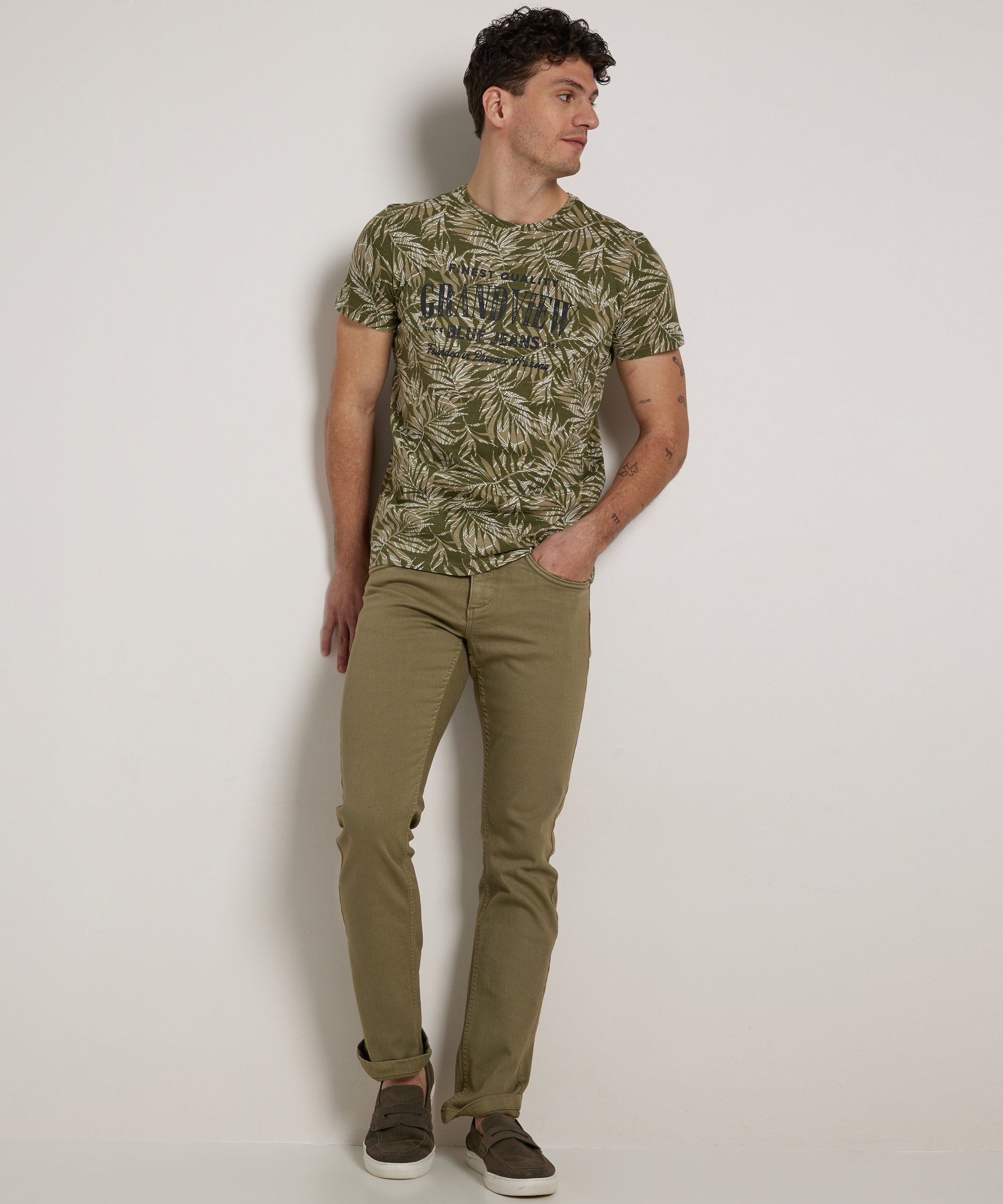 bladerprint t-shirt met tekstprint