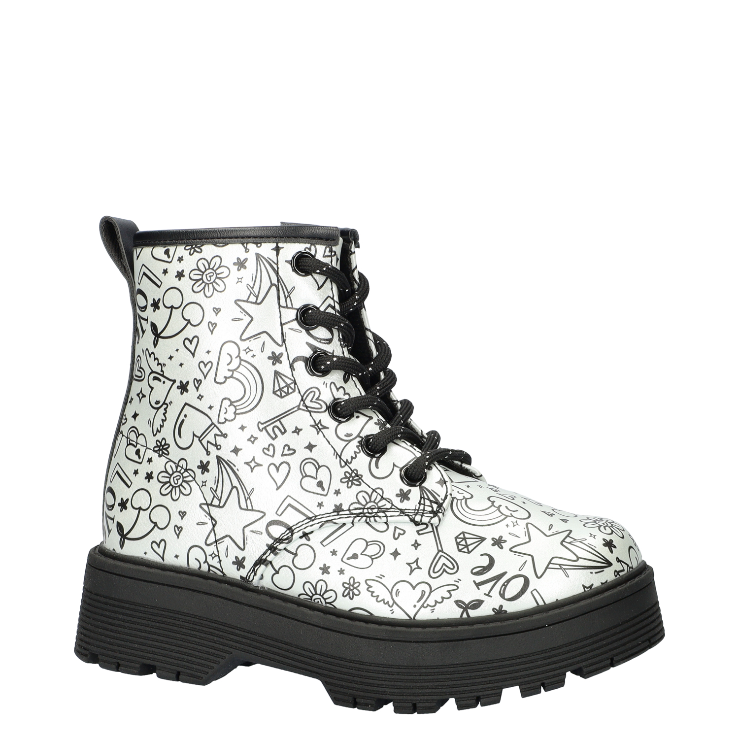 Gravlen-Hi meisjes veterboot Skechers Zilver