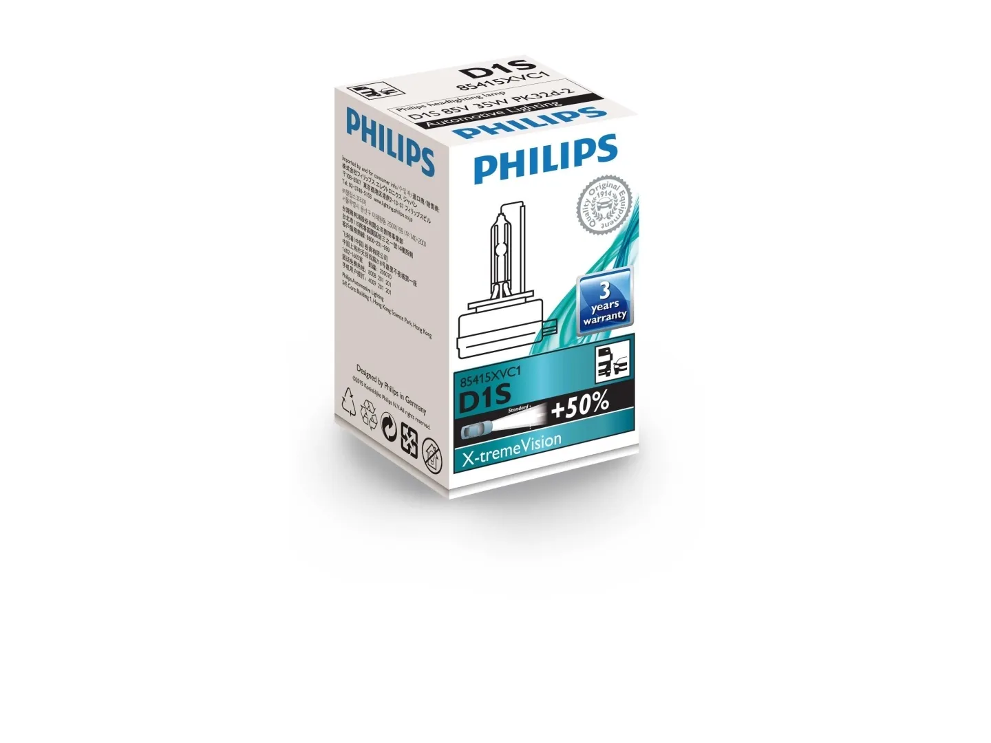 Philips X-tremeVision Xenon lyskilde til bilforlygter 85415XVC1, 35 W, D1S, Xenon, 4800 K