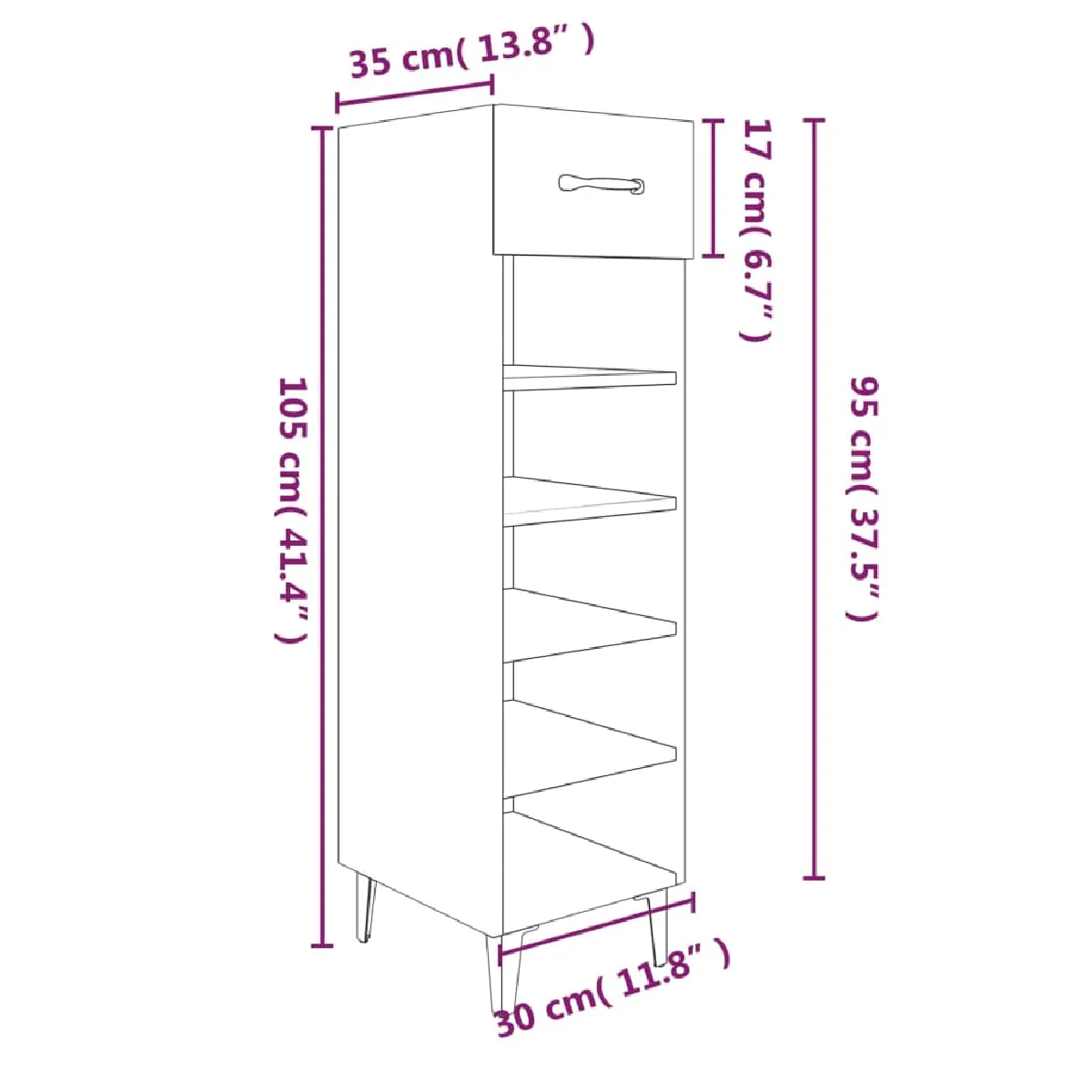 vidaXL Armoire à chaussures - Blanc brillant