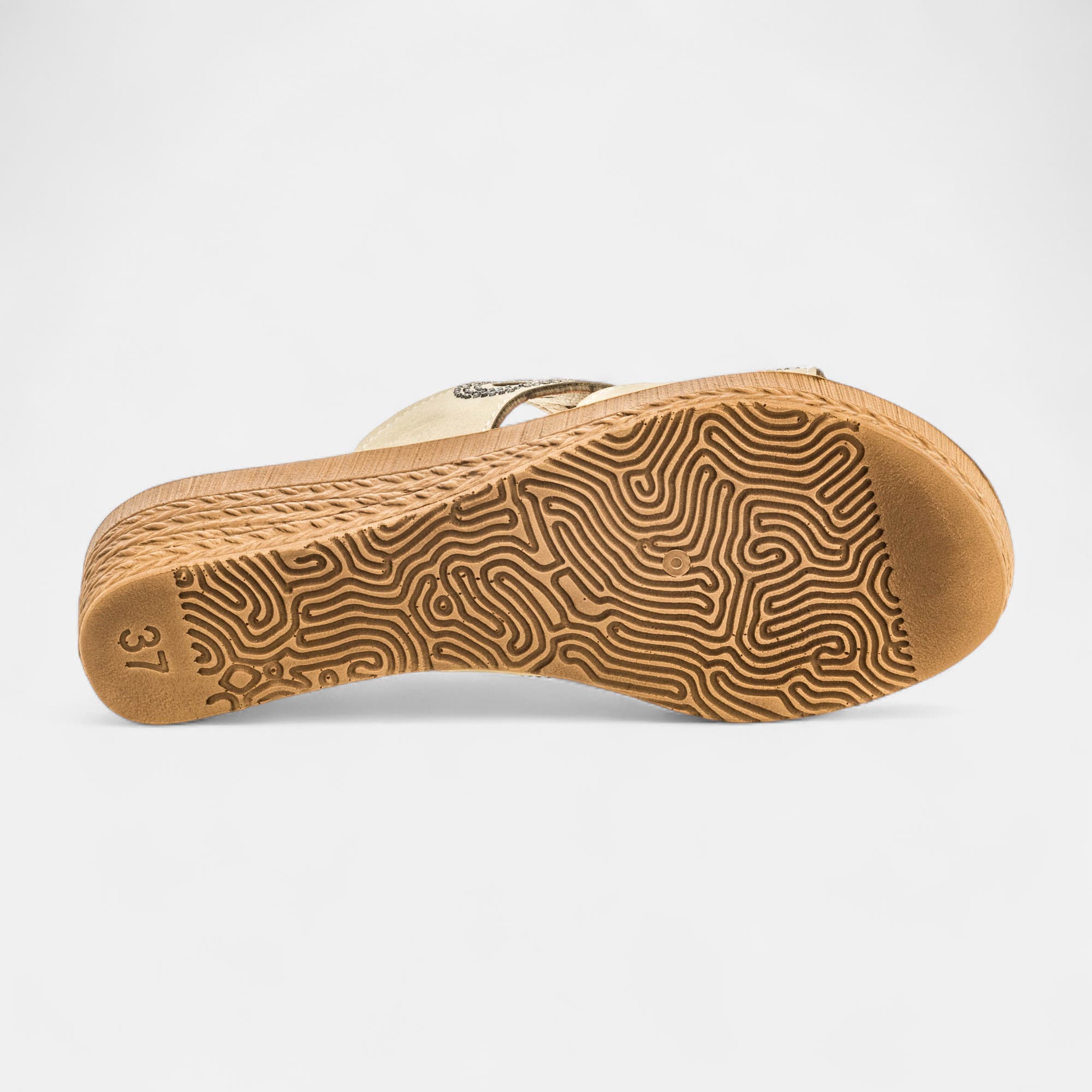 Mules à talon compensé Femme beige