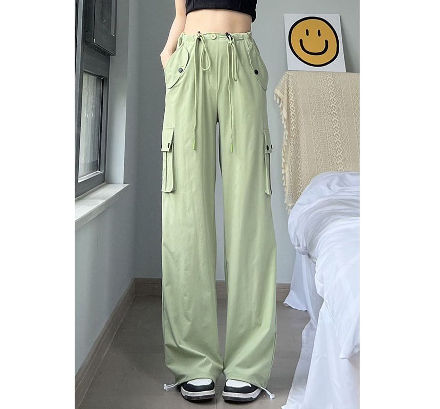 evanesce - Effen cargo-joggingbroek met hoge taille en wijde pijpen