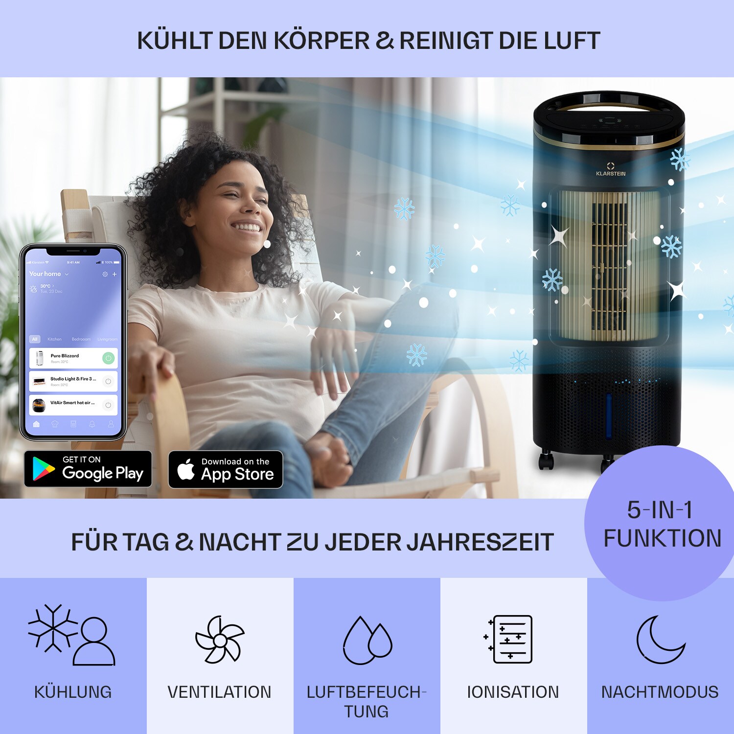 IceWind Plus Smart 4-in-1 Luftkühler Ventilator App-Steuerung