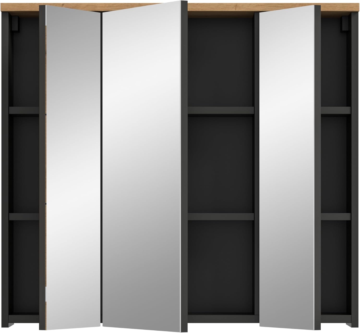 xonox.home Badezimmer Canu Spiegelschrank Badezimmerschrank Spiegel in Basalt grau Nb. /Artisan Eiche Nb., ca. 80x73x21 cm