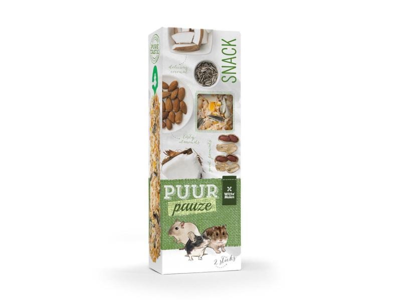 Witte Molen Snack Puur Sticks Nüsse für Nager, 2 Stk. à 110 Gourmet-Nagestick mit Nüssen