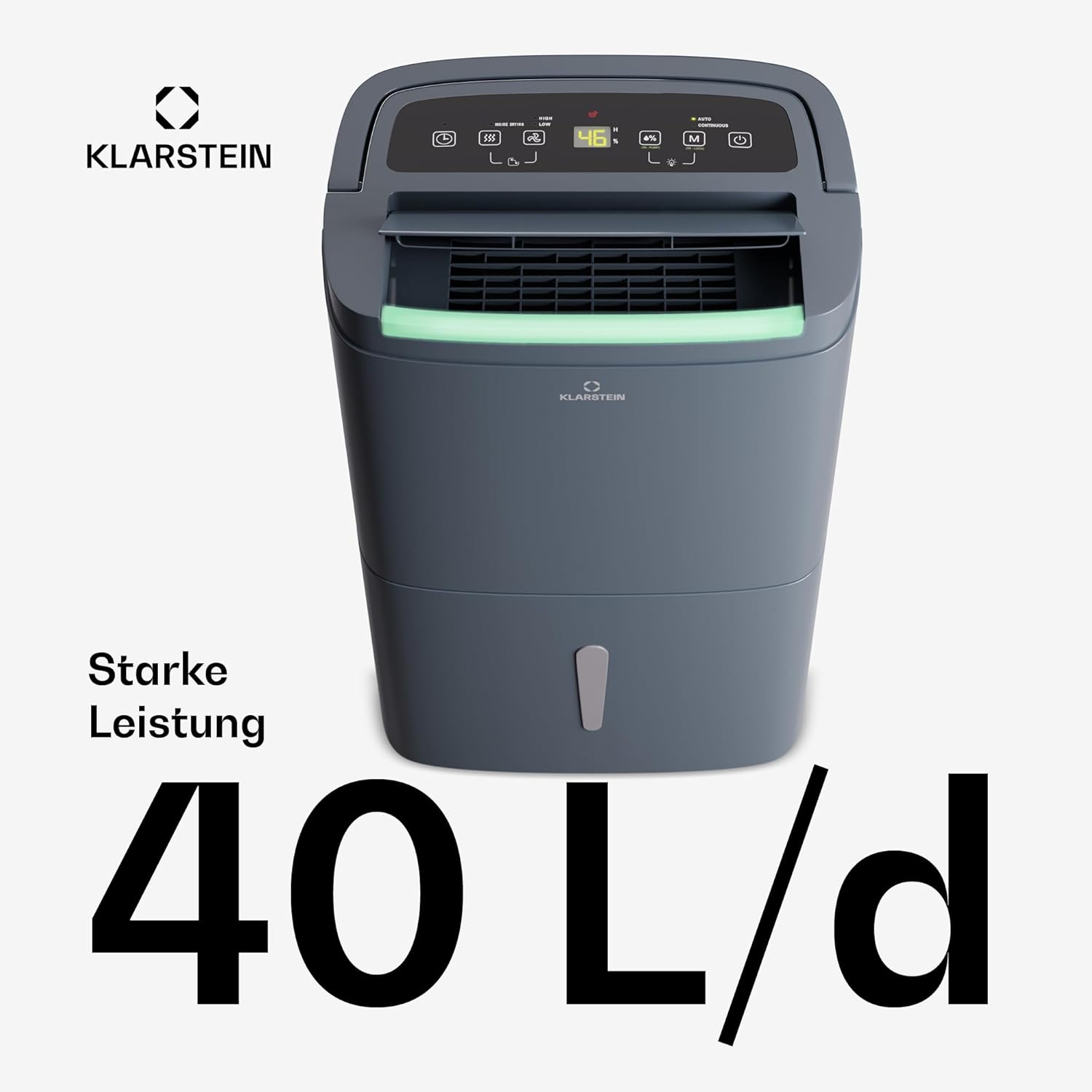 Klarstein DryFy Connect 40L Smart Luftentfeuchter, 40L/24h, WiFi App Steuerung, 7L Tank, Timer, Elektrischer Entfeuchter für Räume 35-45m², Automatische Abschaltung, Trocknungsmodus, Anthrazit