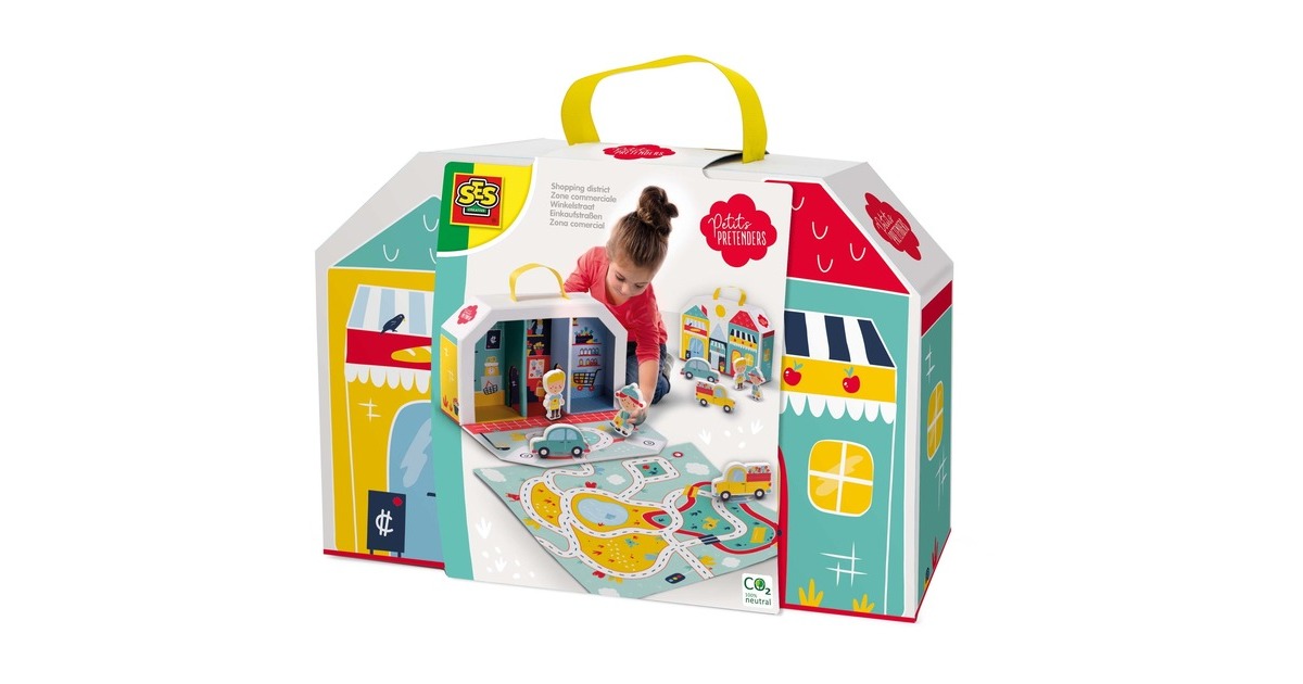 SES CreativePetits pretenders - Winkelstraat speelkoffer en speelmat  (18013)