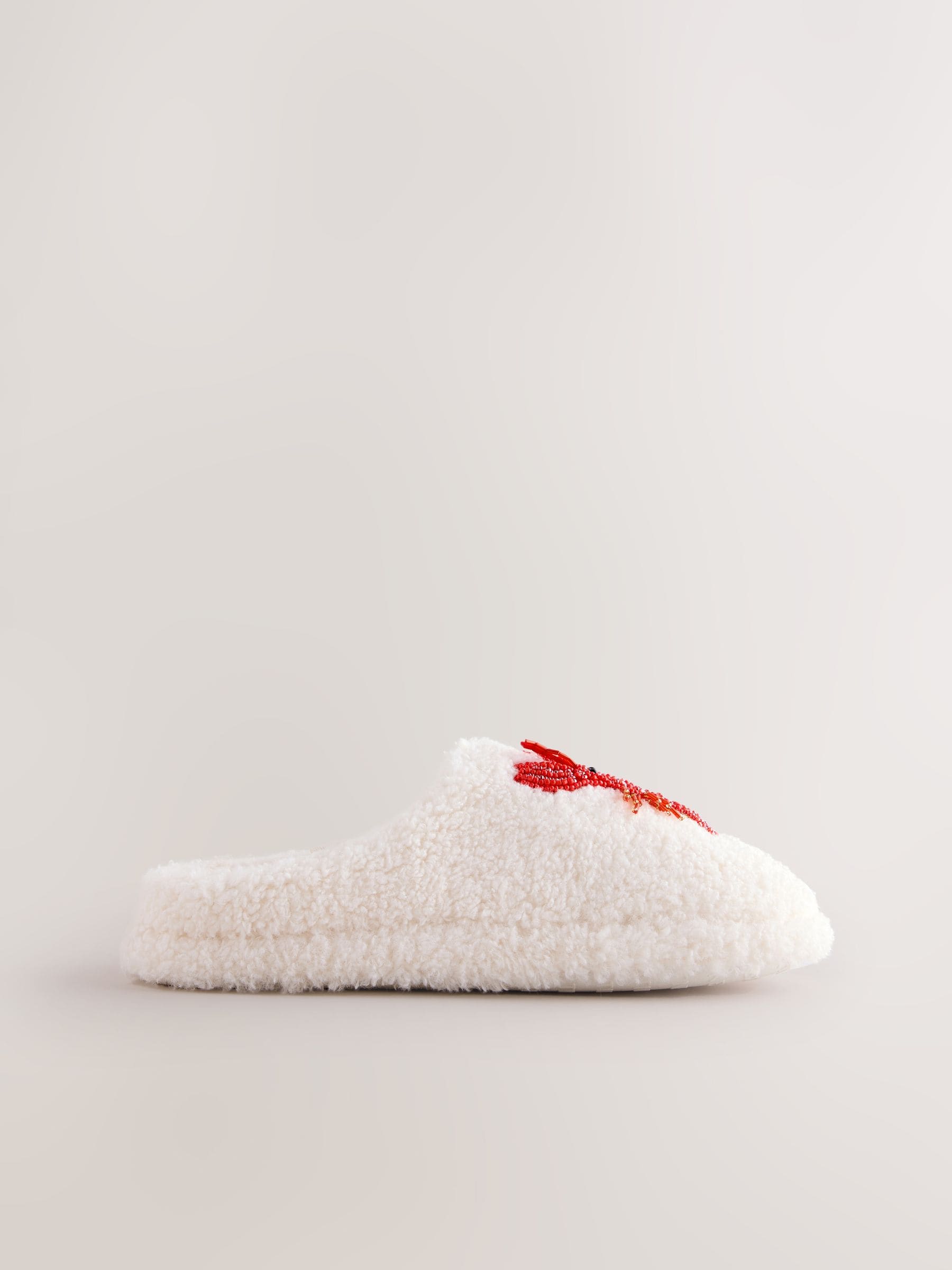 White Lobster Print - Instappantoffels met borgvoering