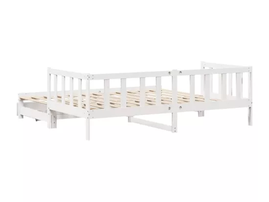Lit de jour avec gigogne et tiroirs sans matelas blanc 90x200cm