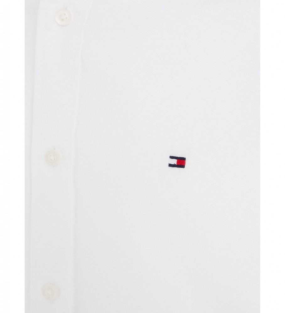 Camisa Tommy Hilfiger branca de malha dobby com corte regular