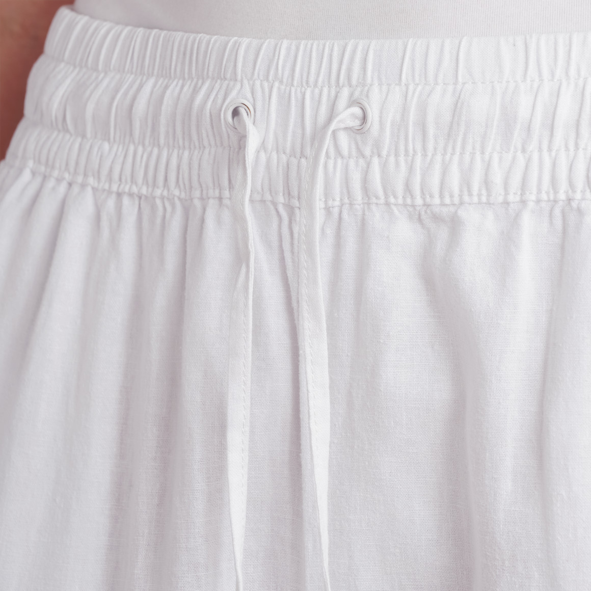 Gina Benotti Damen Leinen-Hose mit Elastikbund weiss