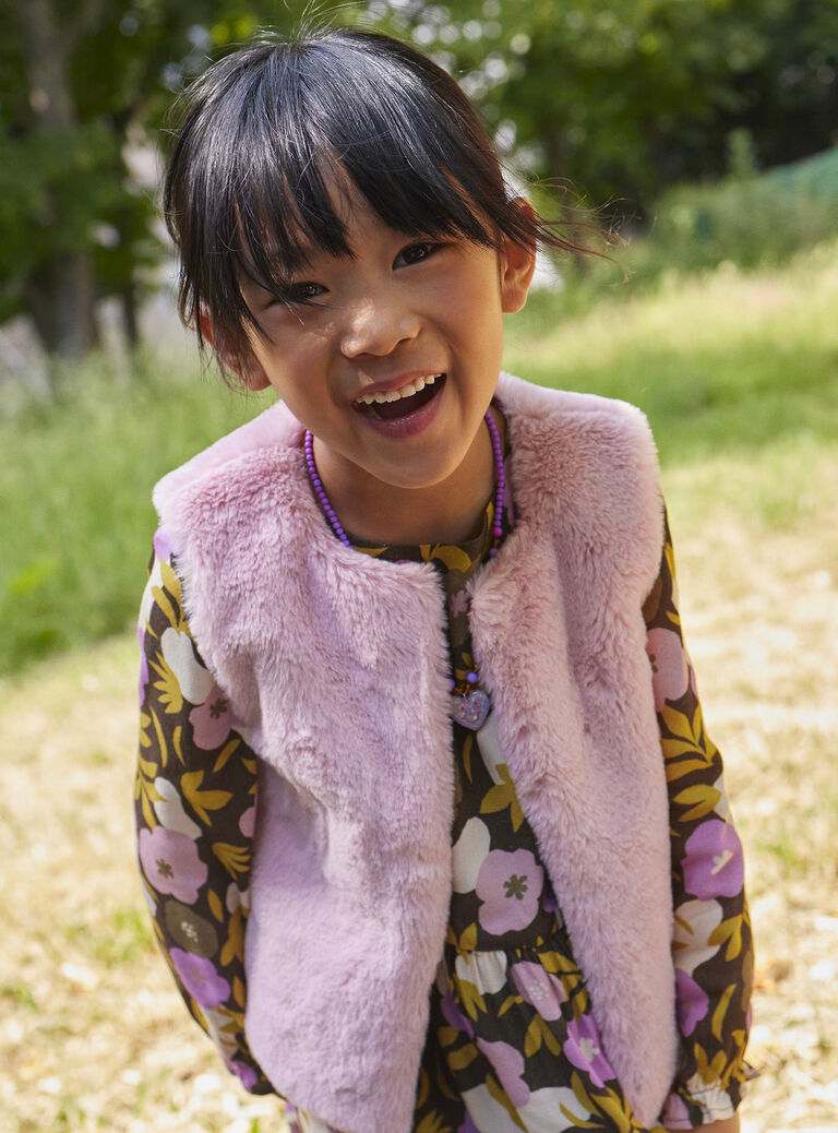 Cardigan rose réversible fille