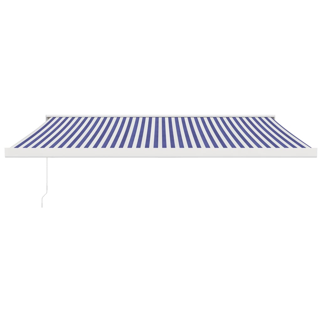 Auvent rétractable bleu et blanc 4x3 m tissu et aluminium