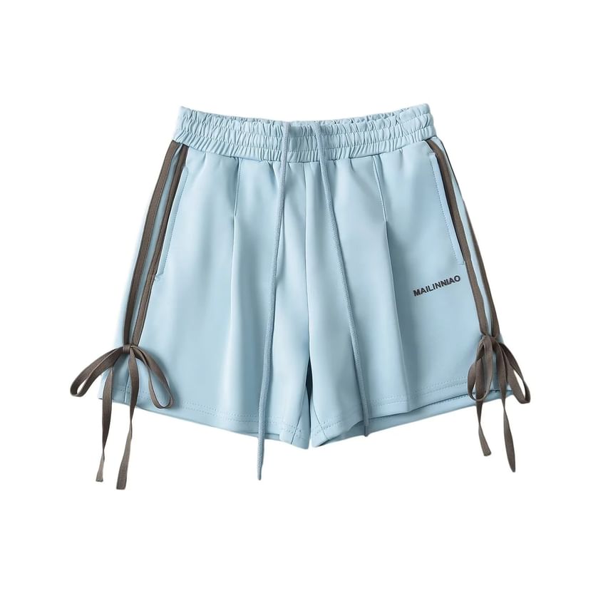 Asiris - Wijde shorts met hoge taille, strepen en strikaccent