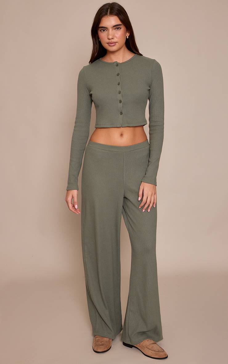 Sea Green Pantalon Large Côtelé Brossé