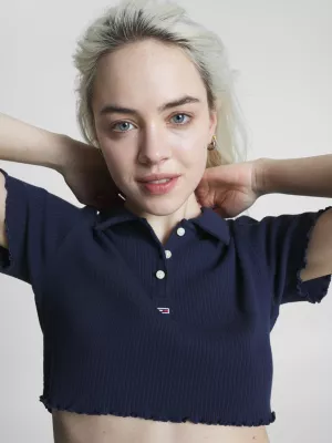 Polo cropped Pointelle