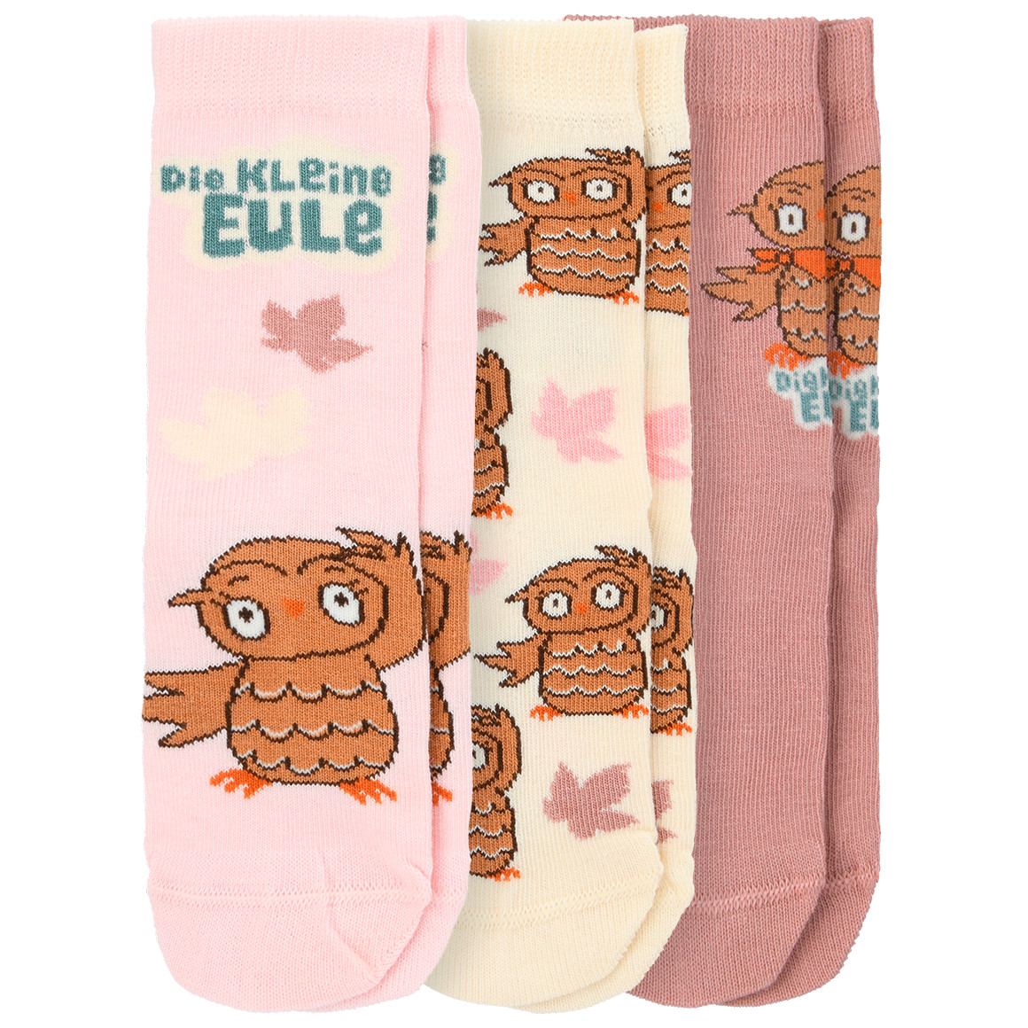 Topomini 3 Paar Die Kleine Eule Socken im Set rosa / beige