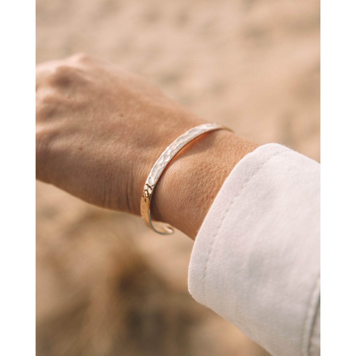Jonc Bracelet Mode Tendance Plaqué Or Martelé