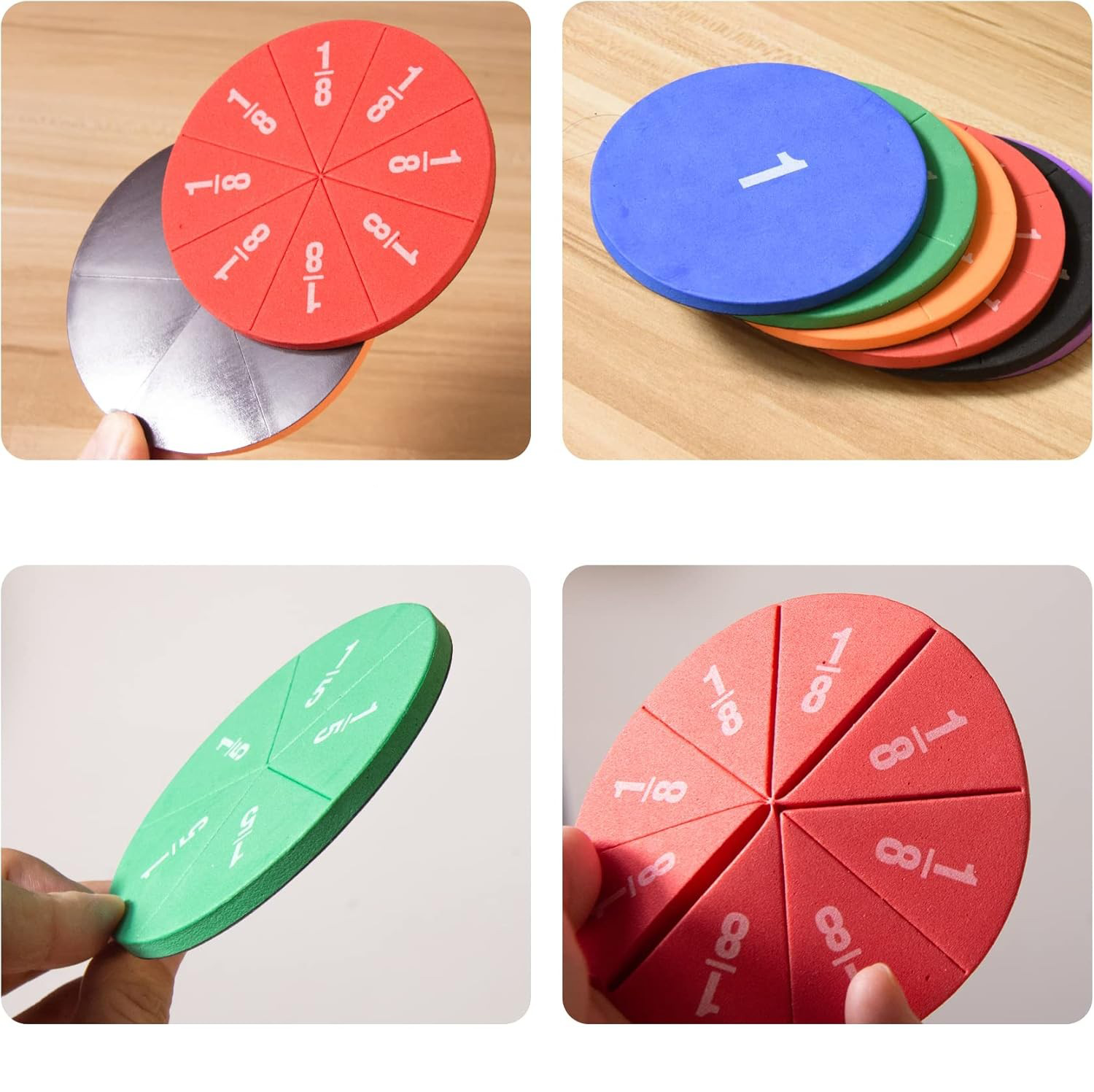 (9er Set) Magnetisches Mathematik Spielzeug Bruchrechnen Pädagogisches Montessori Zahlen Lernspiel - Bunt