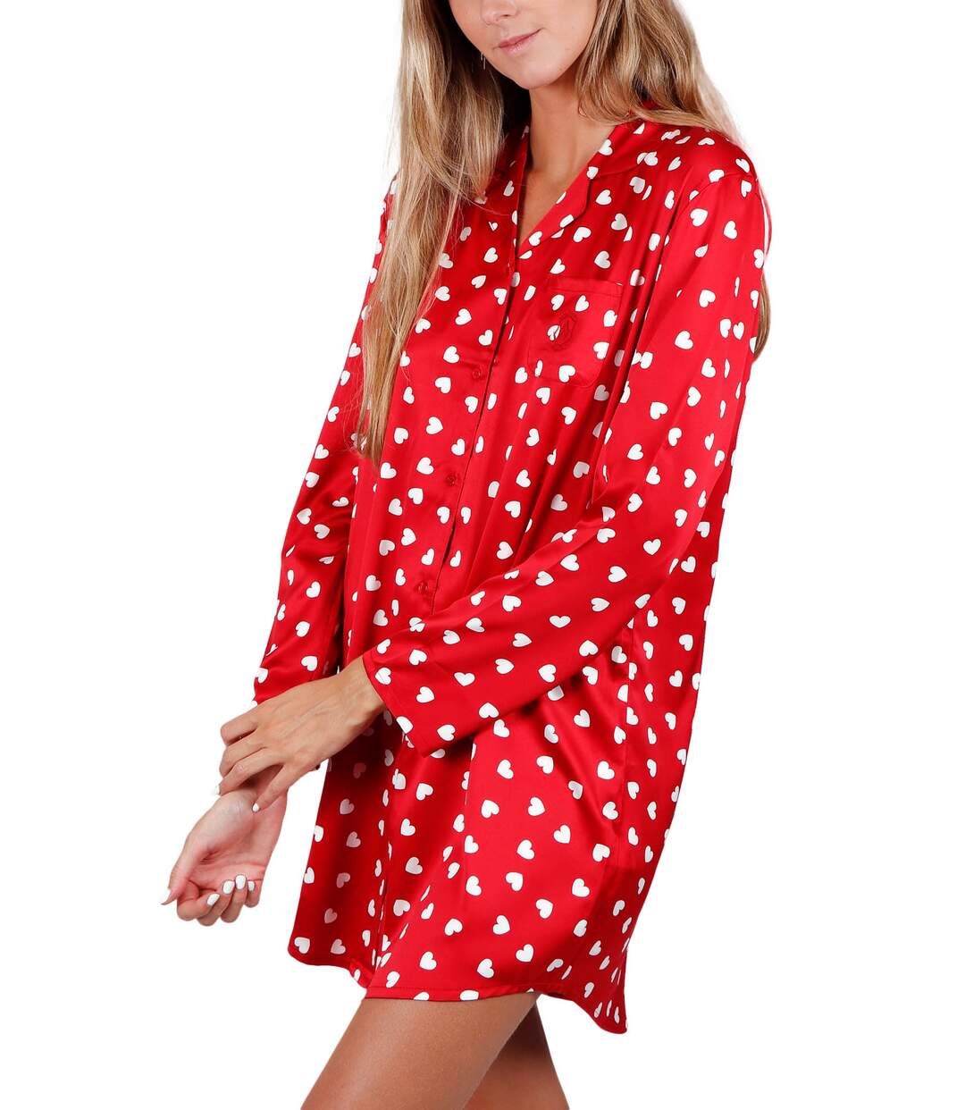 Chemise de nuit satin manches longues Love Christmas Admas