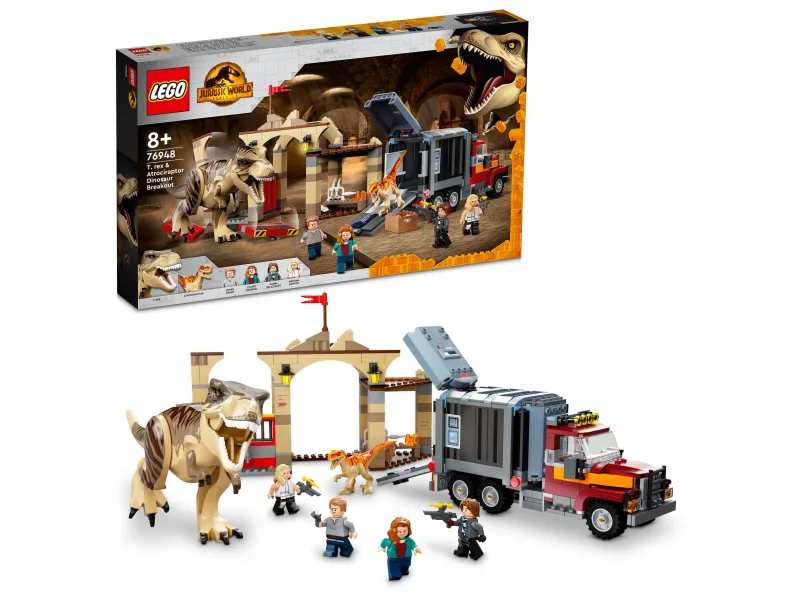 LEGO Jurassic World 76948 T. rex og atrociraptor på dinosaurflugt
