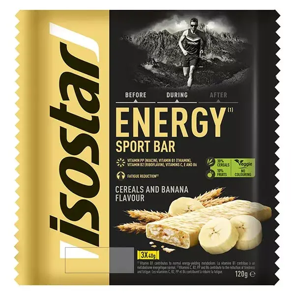 Barra energética Isostar Energy Sport sabor banana, 3 unidades