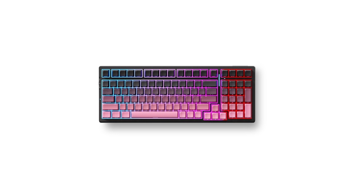 MCHOSEG98 Pro Black Pink Flame Orange Wireless Tri-Mode Custom Mechanical, gaming toetsenbord  (Zwart/pink, US lay-out, TTC Flame Orange, 98%, RGB, Hot swap, Side engraved PBT, draadloos / Bluetooth / USB-C)
