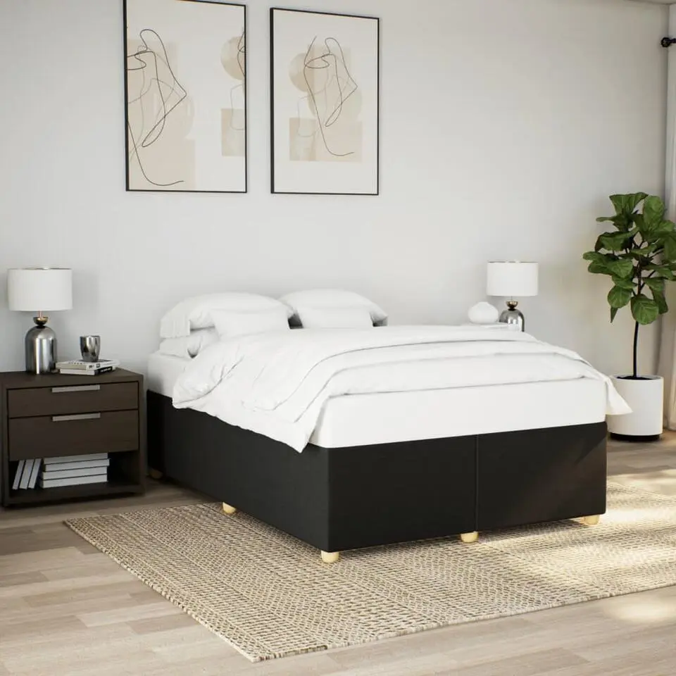 vidaXL - Bed frame zonder matras - Zwart - Stof - 140x200 cm