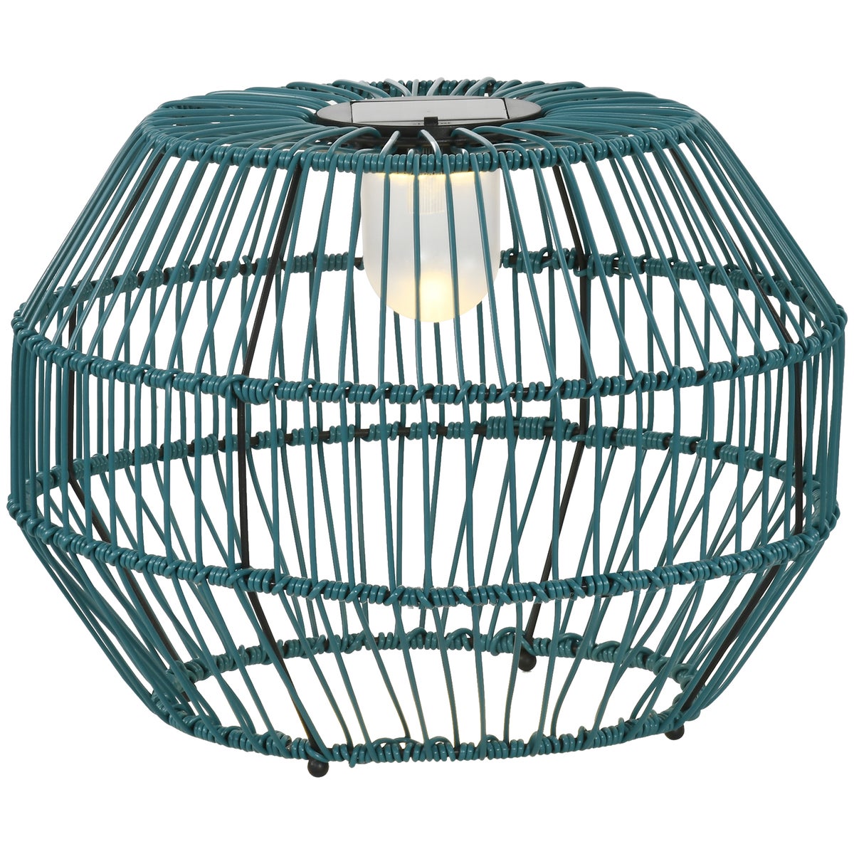 Outsunny solarlamp, 45L x 45B x 31H cm, staal, PE rotan, blauwgroen