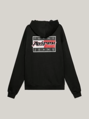 Tommy x Avirex Moletom com Capuz e Logo Traseiro de Gênero Duplo