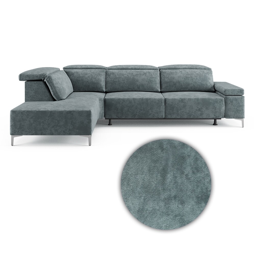 VitaliSpa Ecksofa Loungesofa Boxspringsofa James Grau Relaxfunktion 218x86 cm modern Wohnzimmer Sofa Wohnzimmercouch Loungeecke Polstereckcouch Taschenfederkern USB-Anschluss Fußteil ausfahrbar
