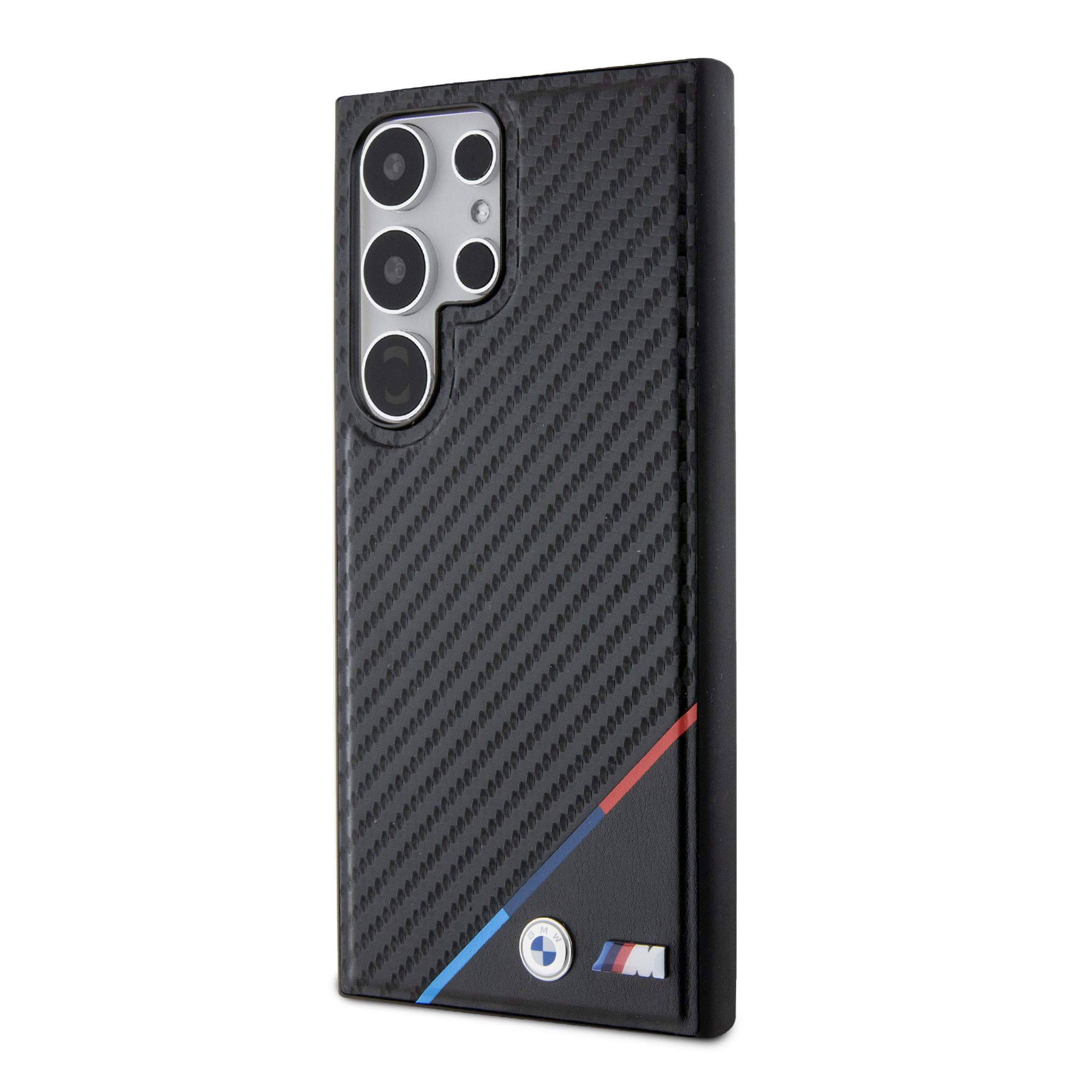 Samsung Galaxy S24 Ultra Hardcase Hülle Carbon Tricolor Line MagSafe-Modul (BMHMS24L23PUDTK) - Schwarz