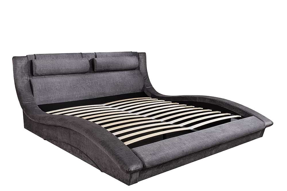 Modernes Bett SWING 180x200cm grau Vogue Velours Samt mit Stauraum und Lattenrost