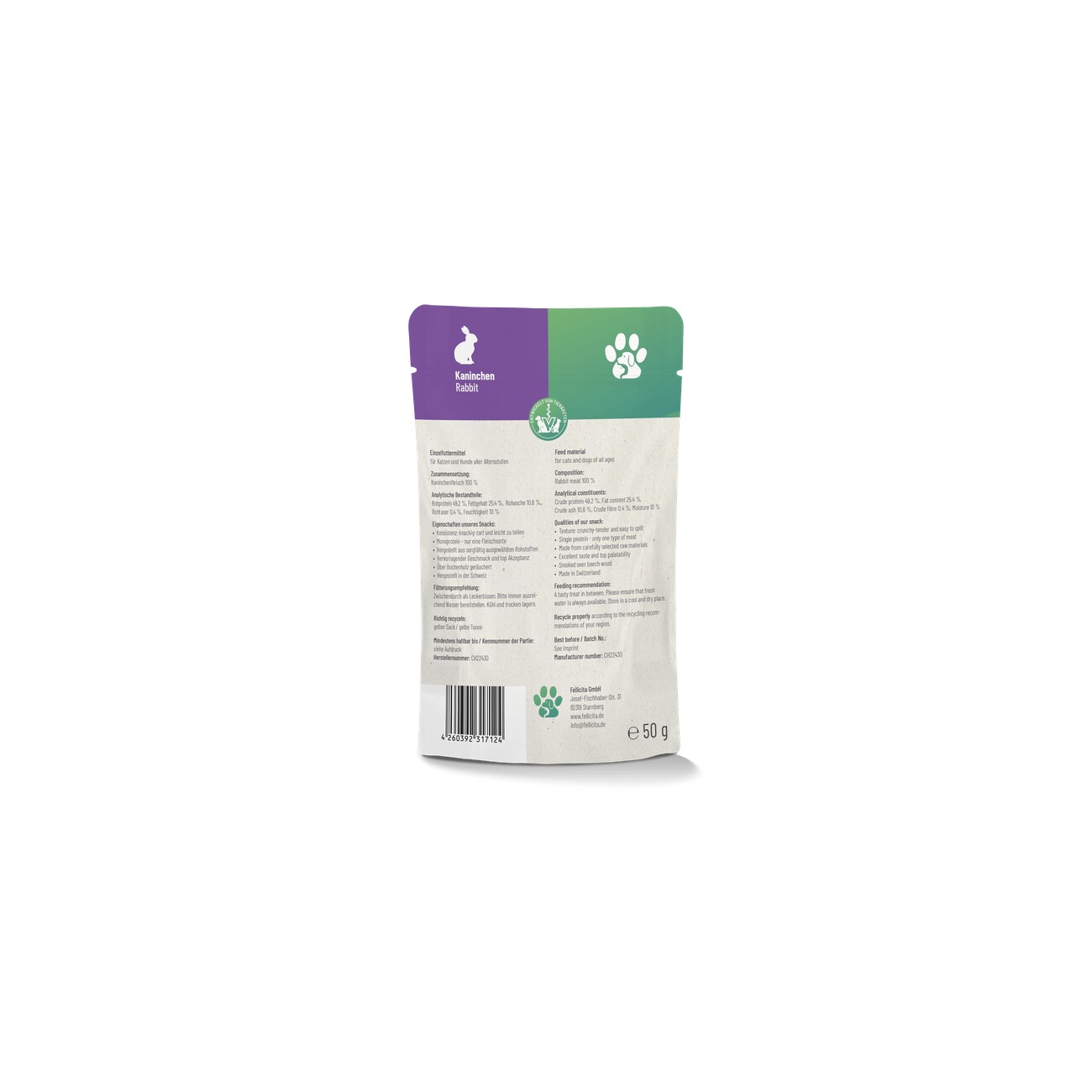 Fellicita Kaninchen Fleischstreifen 8x 50g Fellonis Katzensnacks