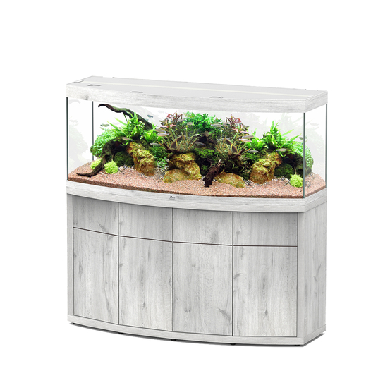 Aquarium et Meuble 4 portes Sublime Horizon Led Chêne Blanc L151xP54cm