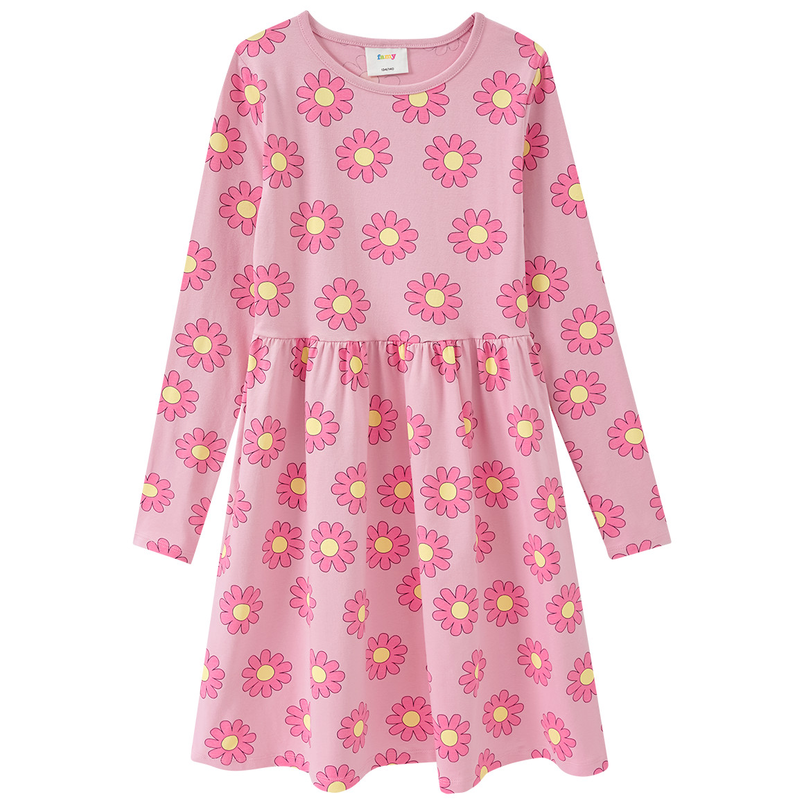Famy 2 Mädchen Kleider mit Blumen-Prints dunkelblau / rosa