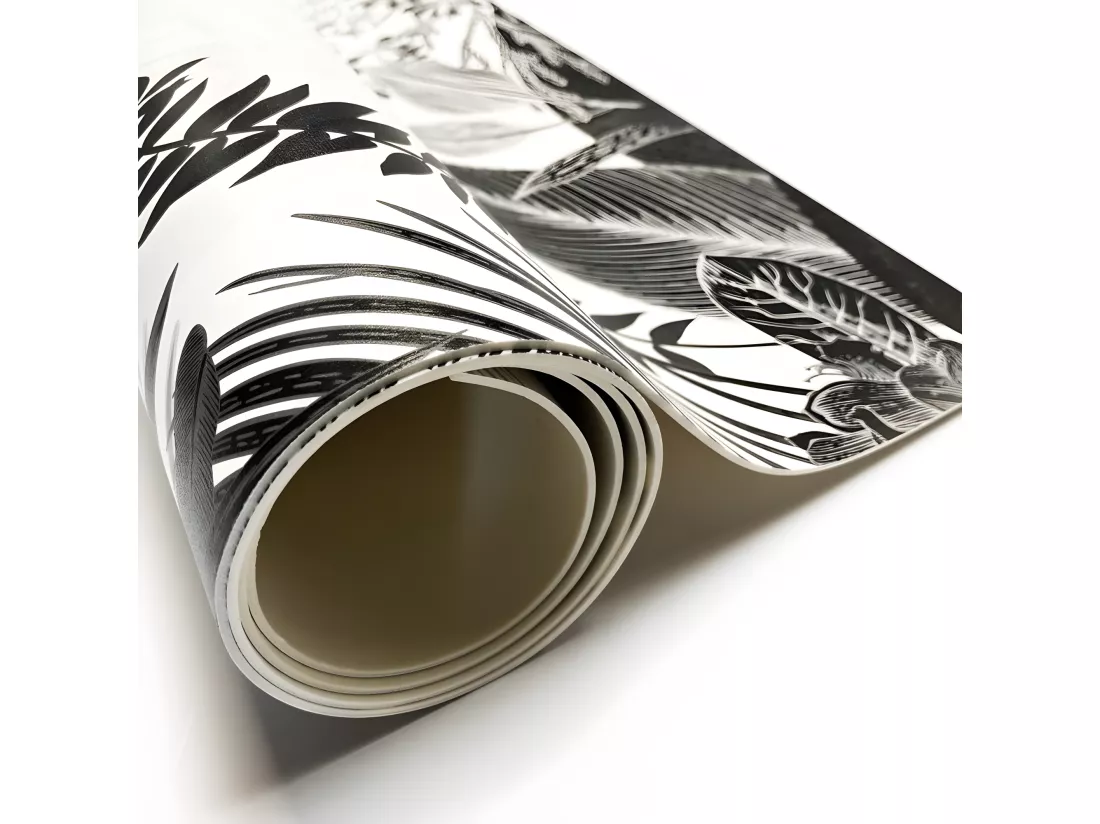 Tapis Vinyle Large l120xH200cm - Végétal Black & White - Vinyle