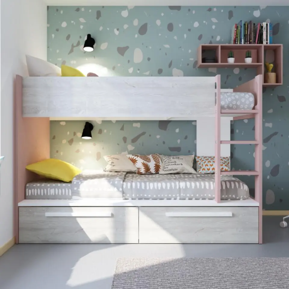 Stapelbed Fleur met bedlades - oudroze
