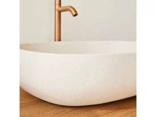 Vasque en béton beige ovale 50 cm
