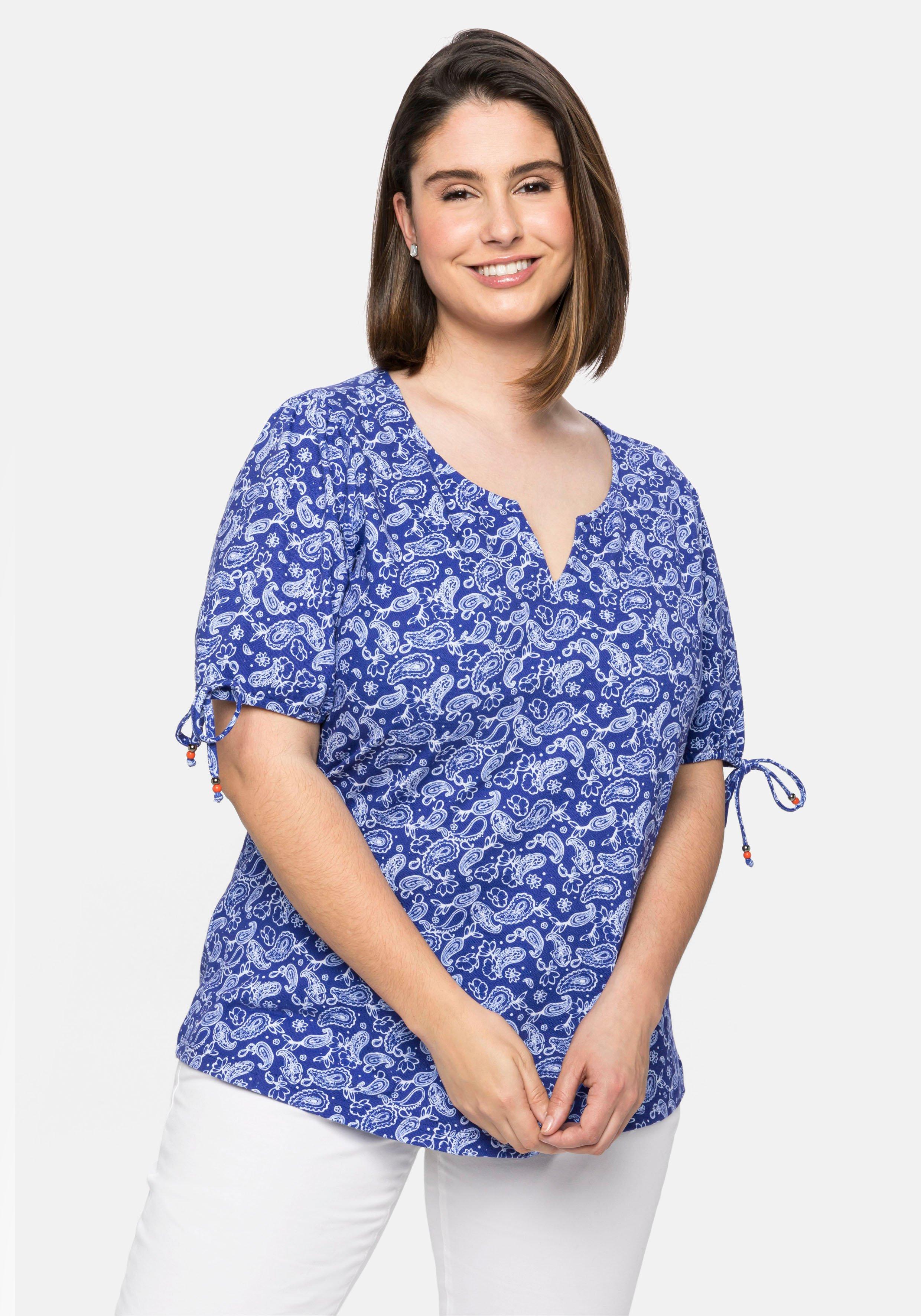 Shirt mit Paisleydruck und Bindeband am Arm