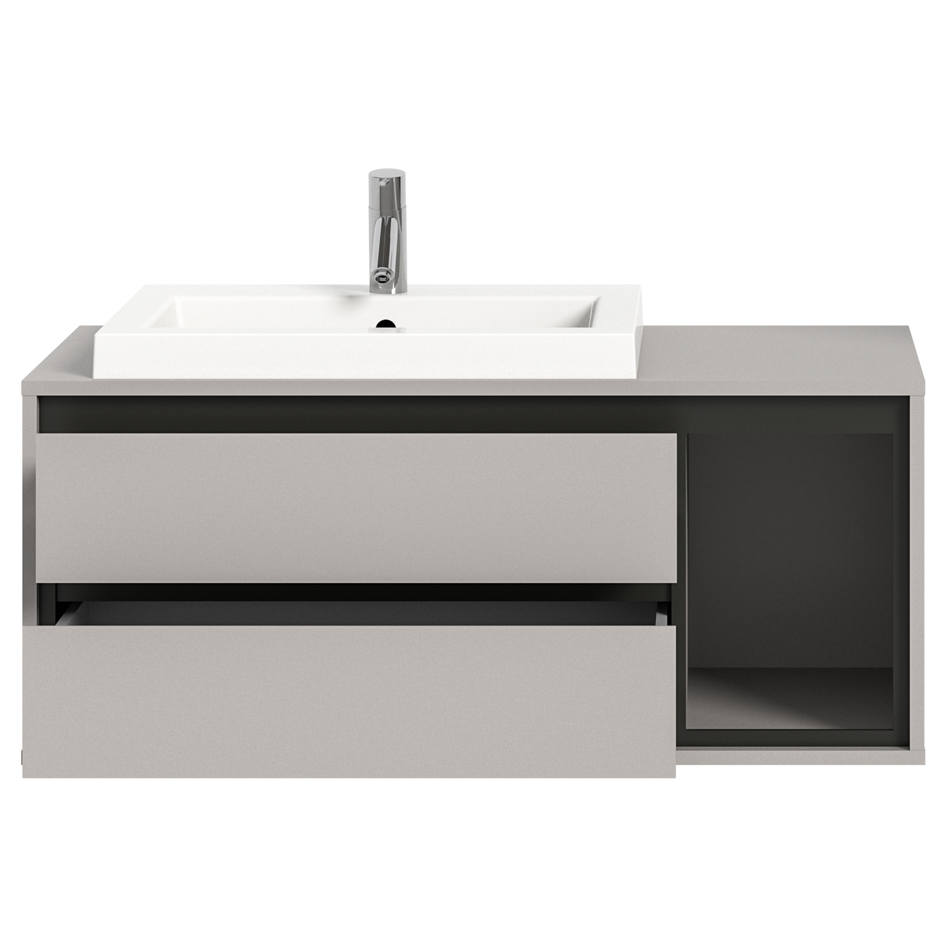 Waschbeckenunterschrank JARU - grau-schwarz - 100 cm