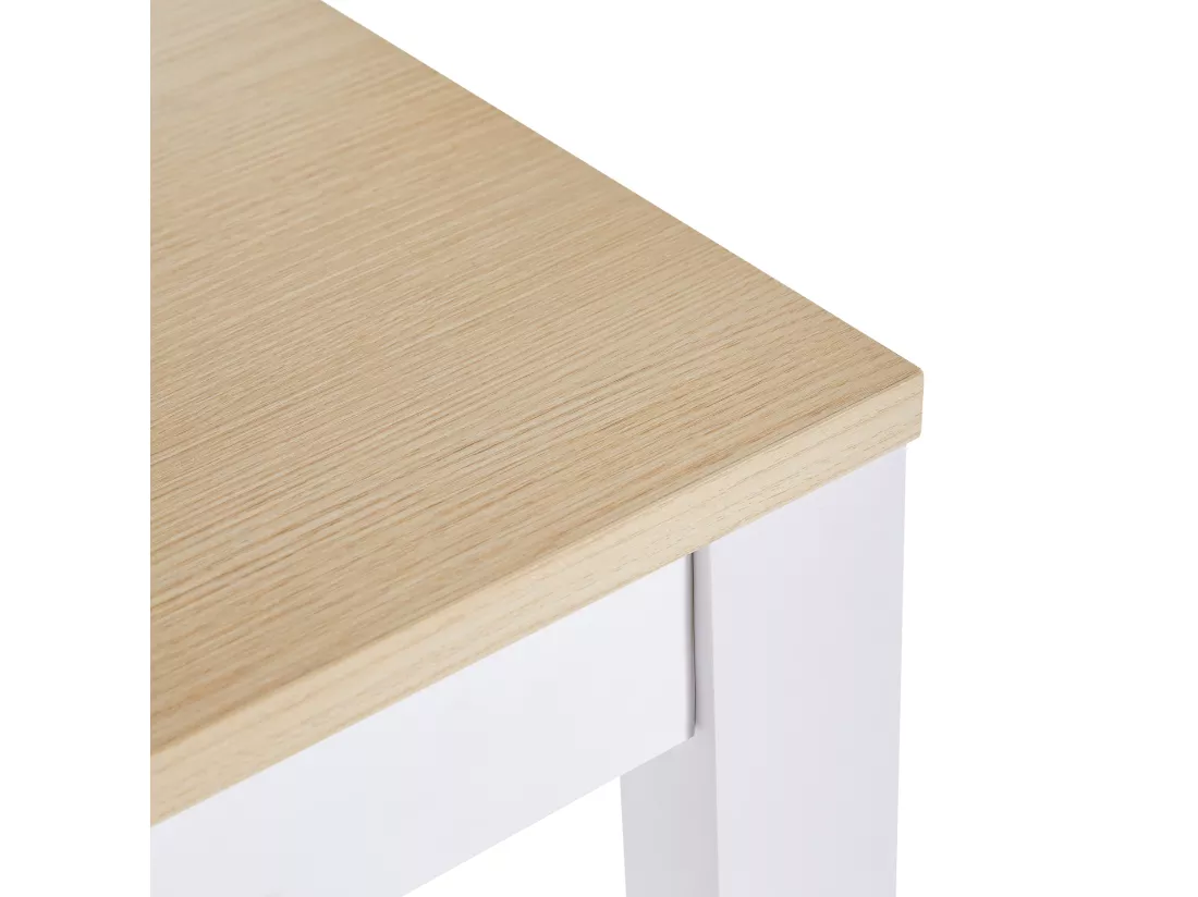 Ilot central de cuisine avec 4 portes - Plateau extensible - 118(180)x46x94 cm - Blanc+naturel