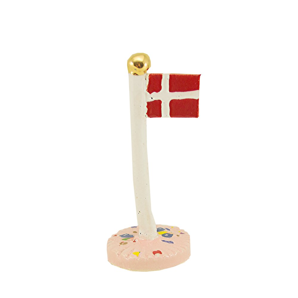 TheClayPlay  Klassisk dot flag med guld knop, lyserød/guld - H6-10cm.
