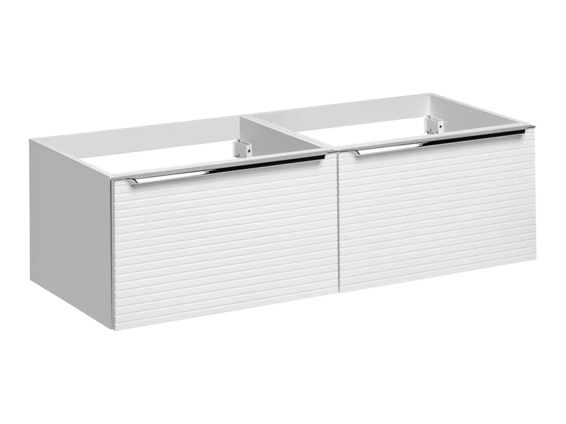 Meuble sous vasque suspendu strié blanc - 120 cm - LATOMA