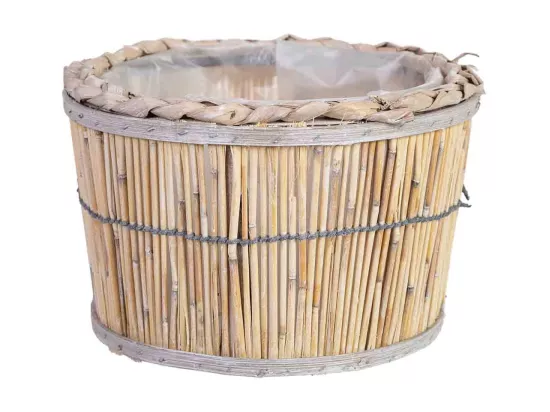 Panier rond en bambou marron 24x24x14h cm