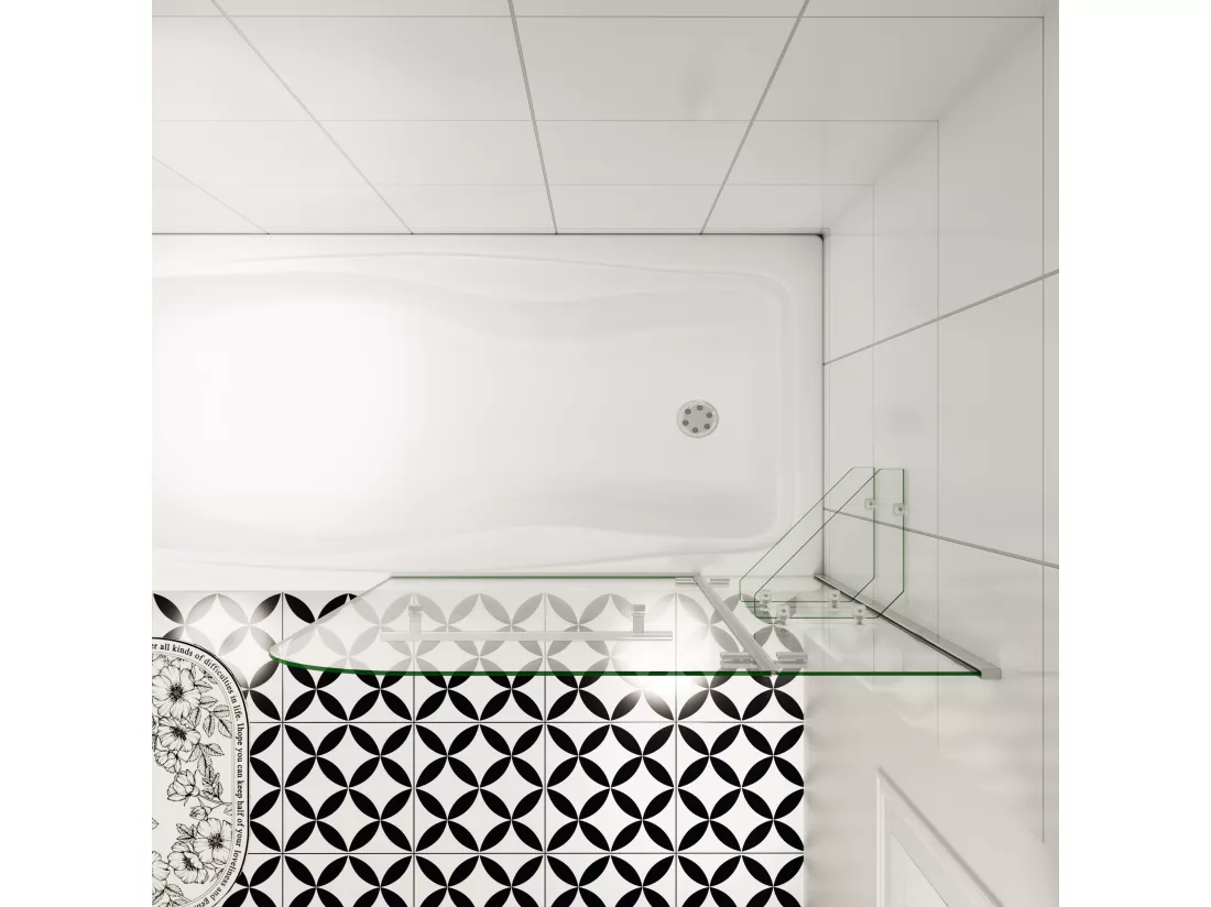 Aica pare baignoire 90x140cm paravent pivotant,5mm verre de sécurit,Paroi de douche pour baignoire,avec porte-serviette en inox et 2 étagères