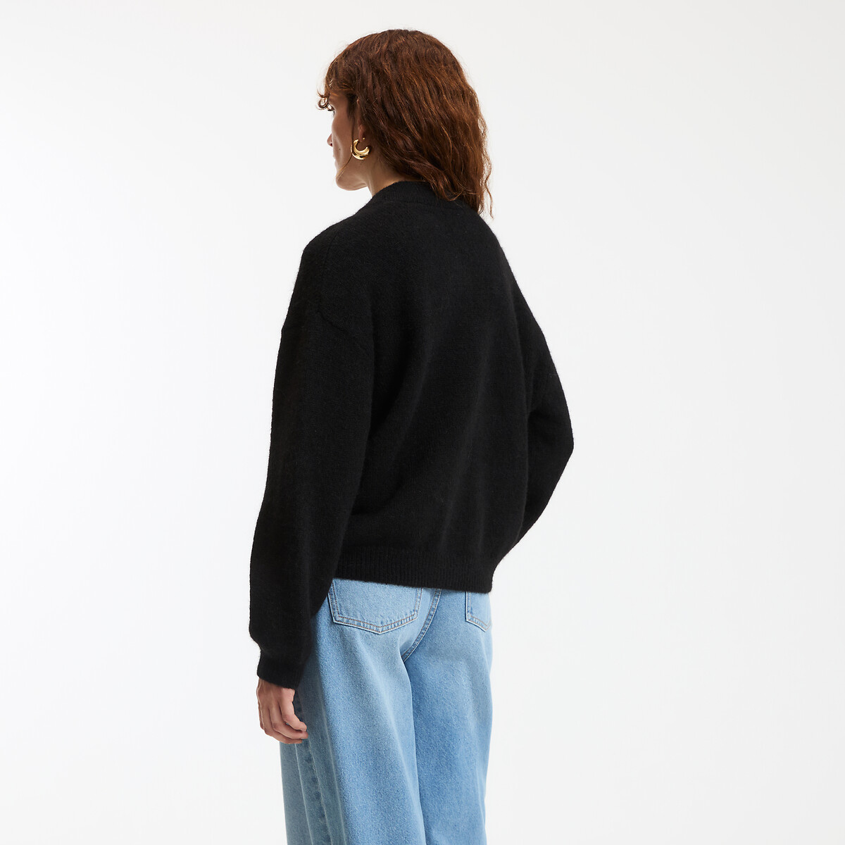 LA REDOUTE COLLECTIONS<br>Cardigã com gola alta, tricô grosso de alpaca mista