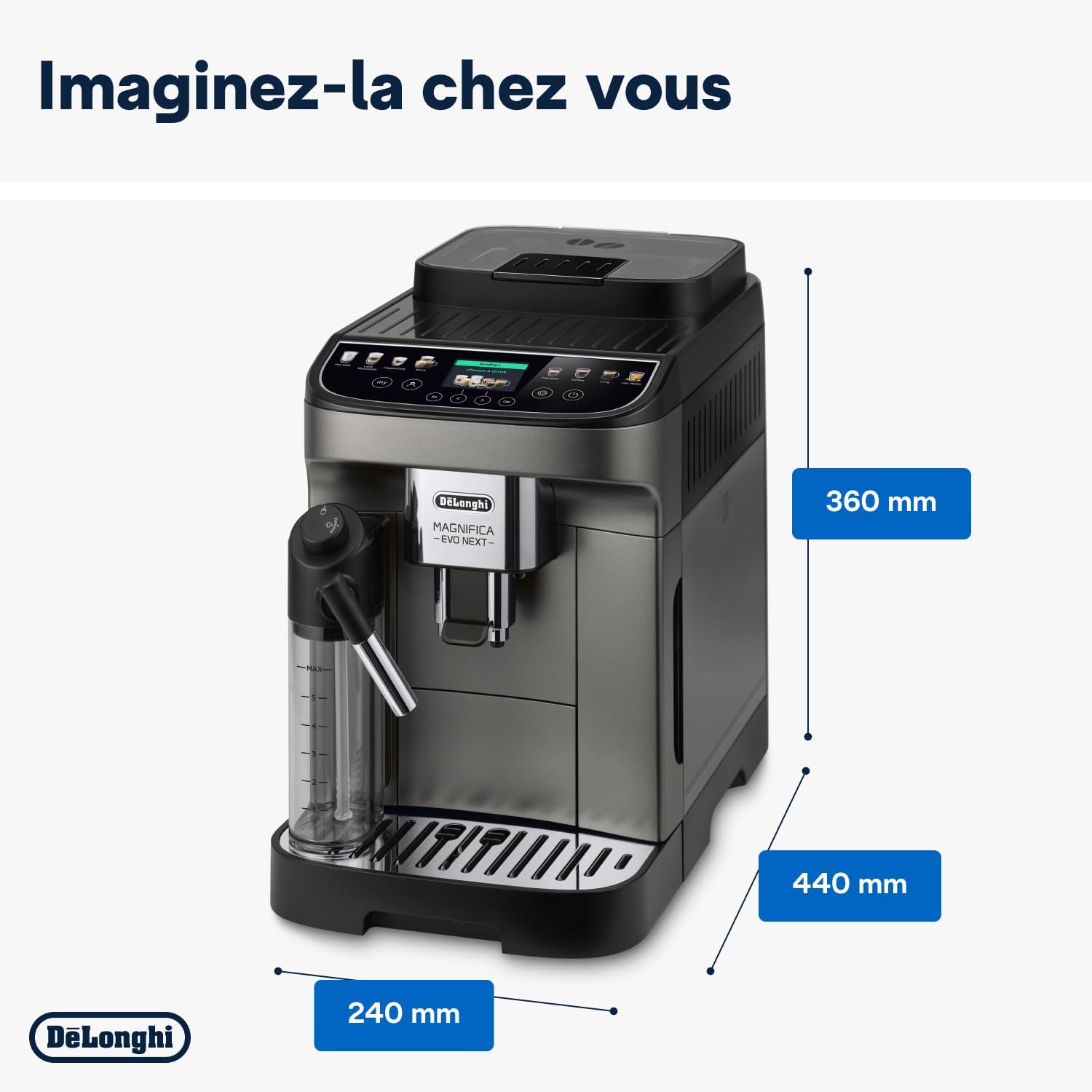 De'Longhi Magnifica Evo Machine a Café Grain ECAM292.81.B, Machine Expresso et Cappucino, 1.8L, 1450W, Noir